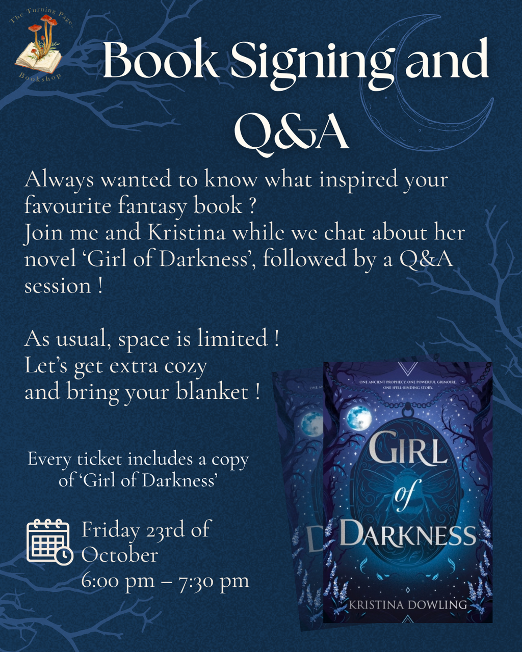 Author Q&A - 'Girl of Darkness' by Kristina Dowling