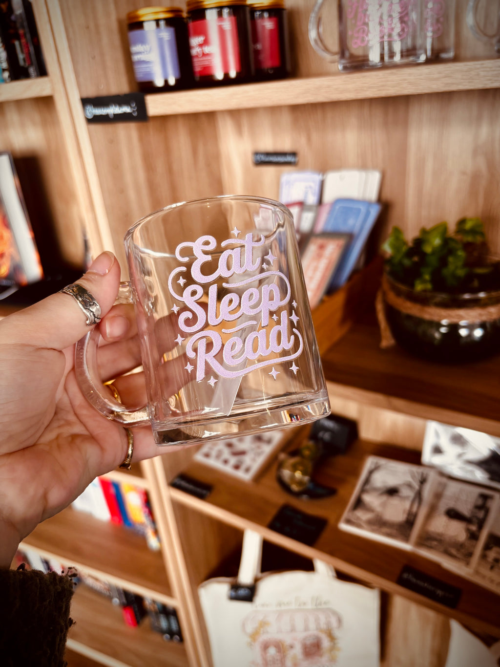Glass Mug for Coffee & Book Lovers