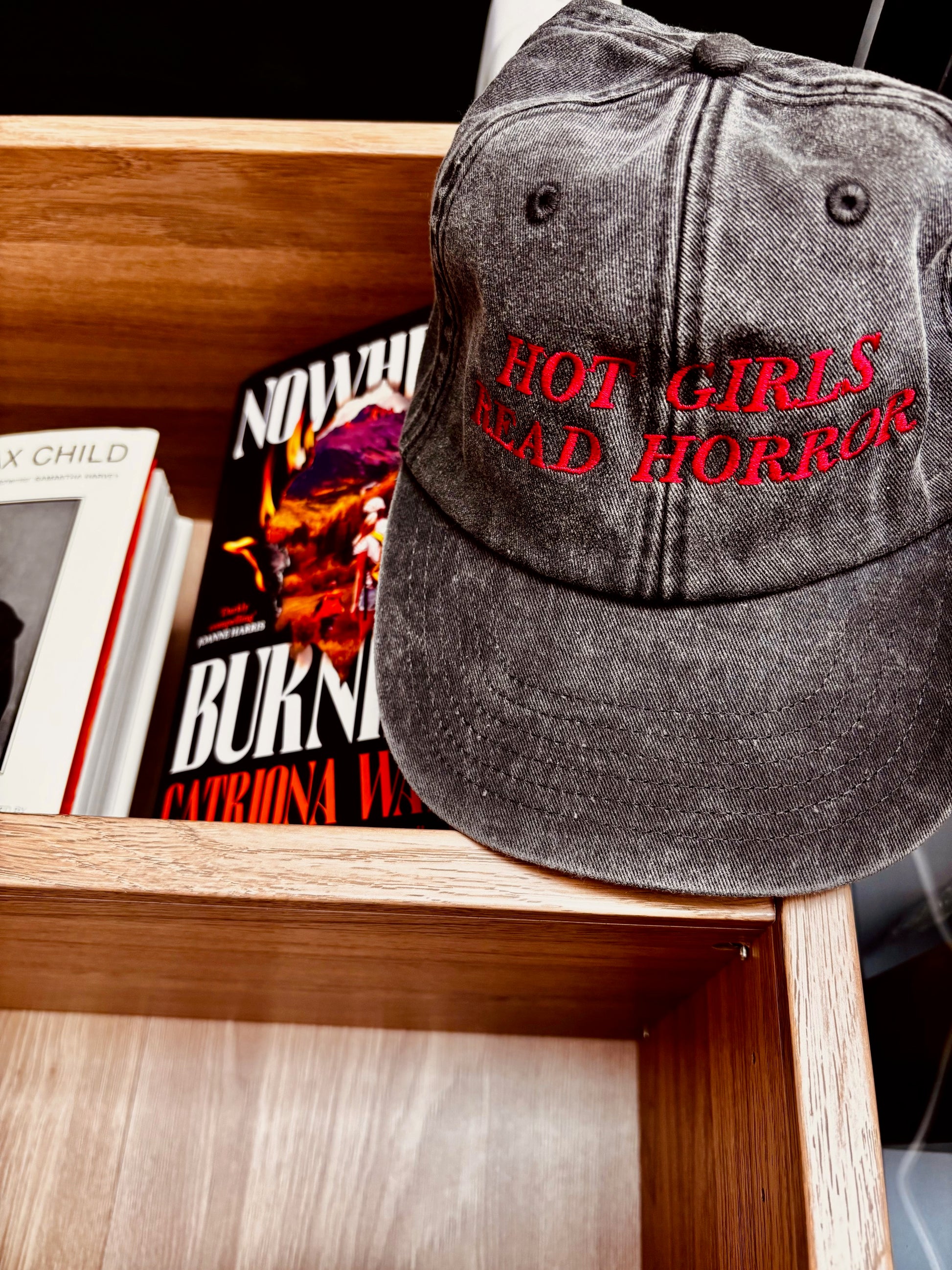 'Hot Girls Read Horror' Baseball Cap - Tired Girl Apparel